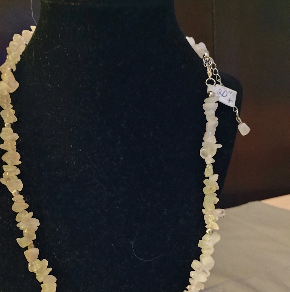Hand Crafted Rose Quartz Chip Beaded Necklace